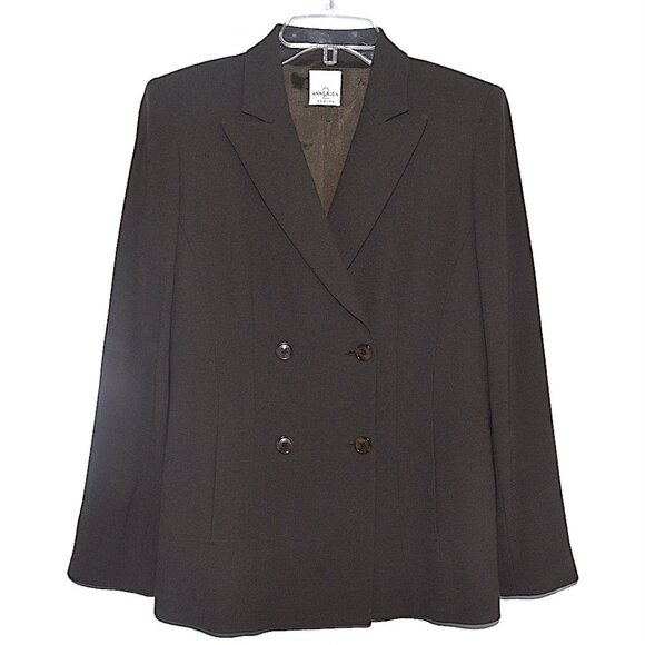 Anne Klein Vintage 90s / Y2K 100% Wool Double-Breasted Pantsuit - Picture 2 of 16